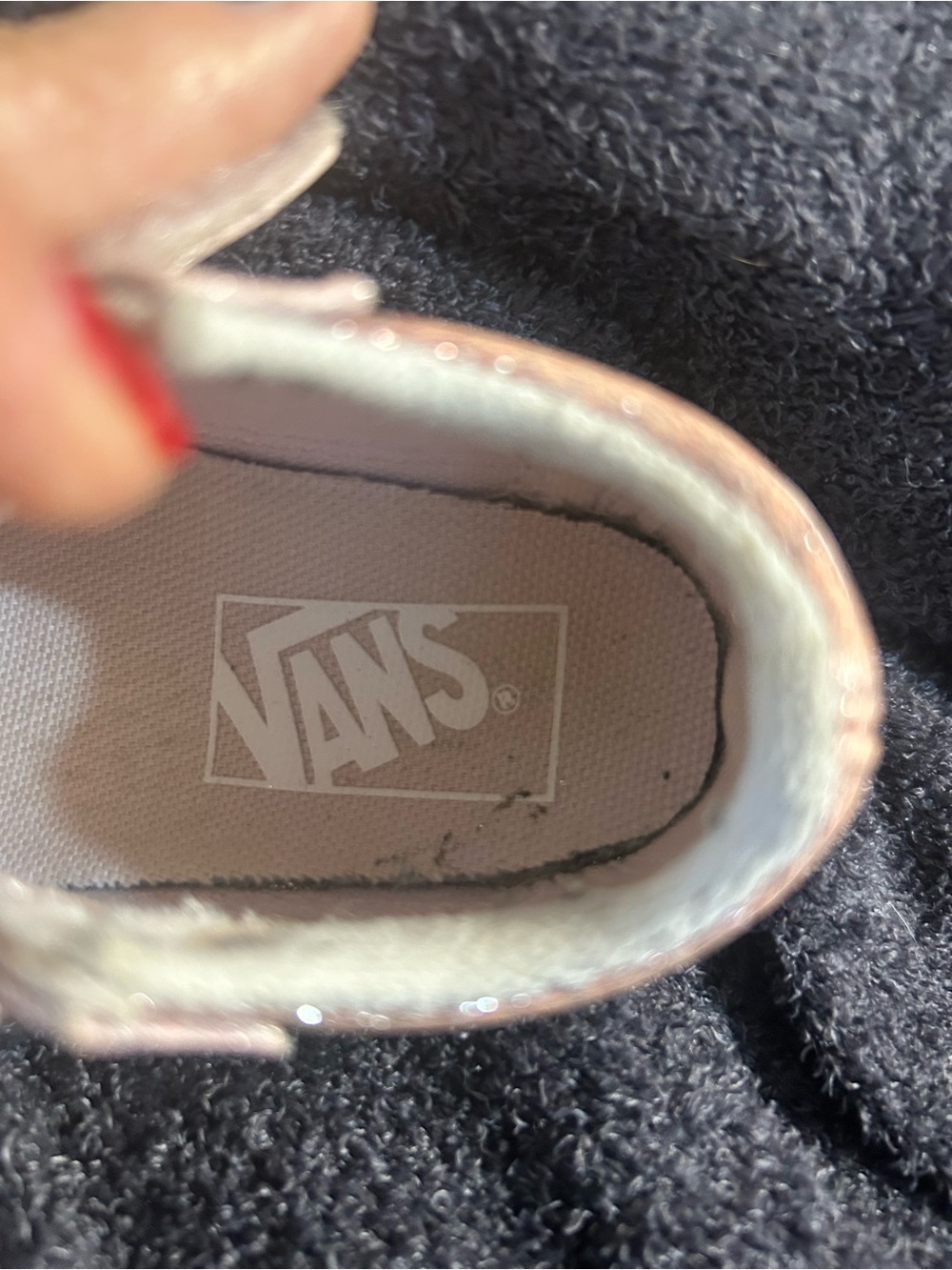 Vans Baby Girl Pink Glitter Sneakers Size 3 Adjustable Straps/Retail $43 - Picture 7 of 10